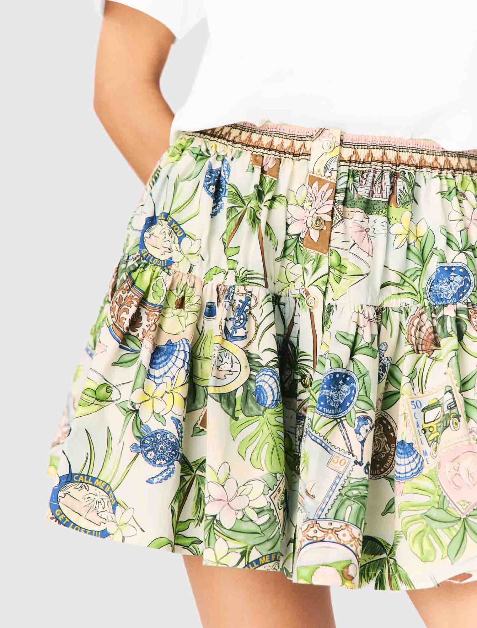 Falda con volantes estampada