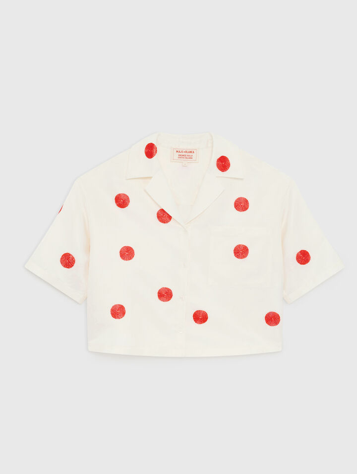 Camisa de lino y seda bordada