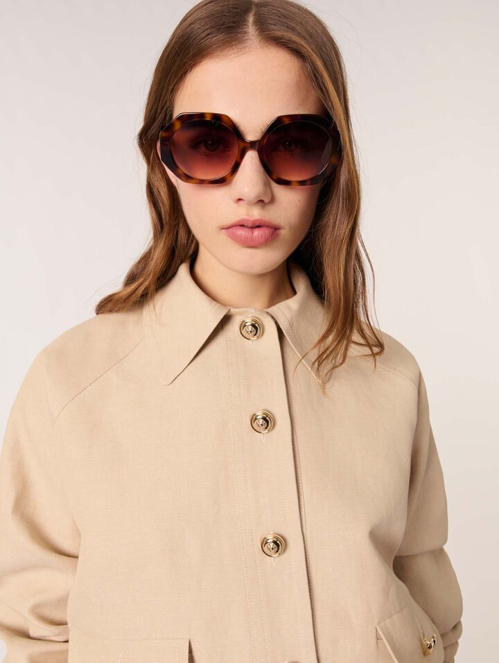 Chaqueta bomber de lino y algodón
