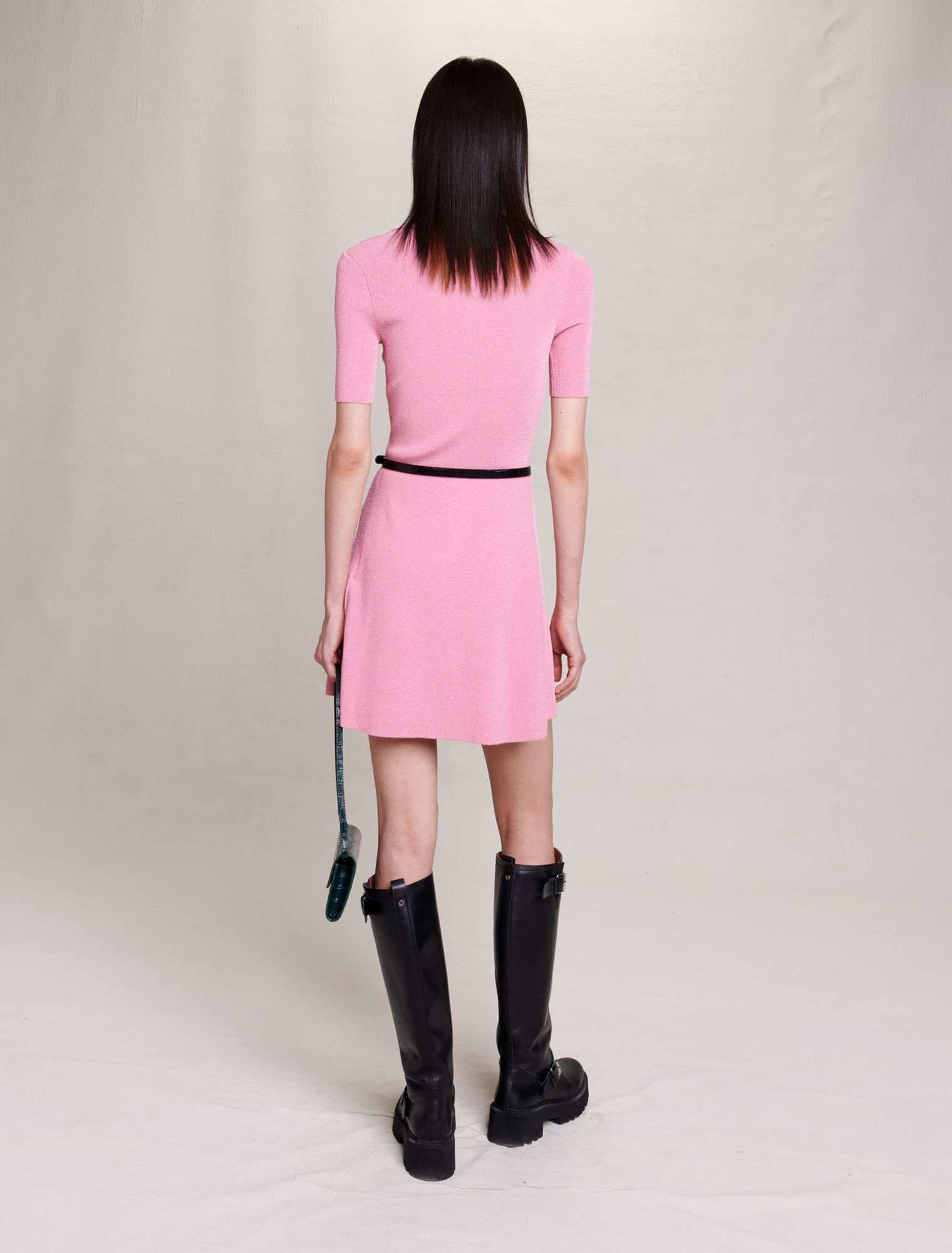 Vestido de punto de canalé brillante