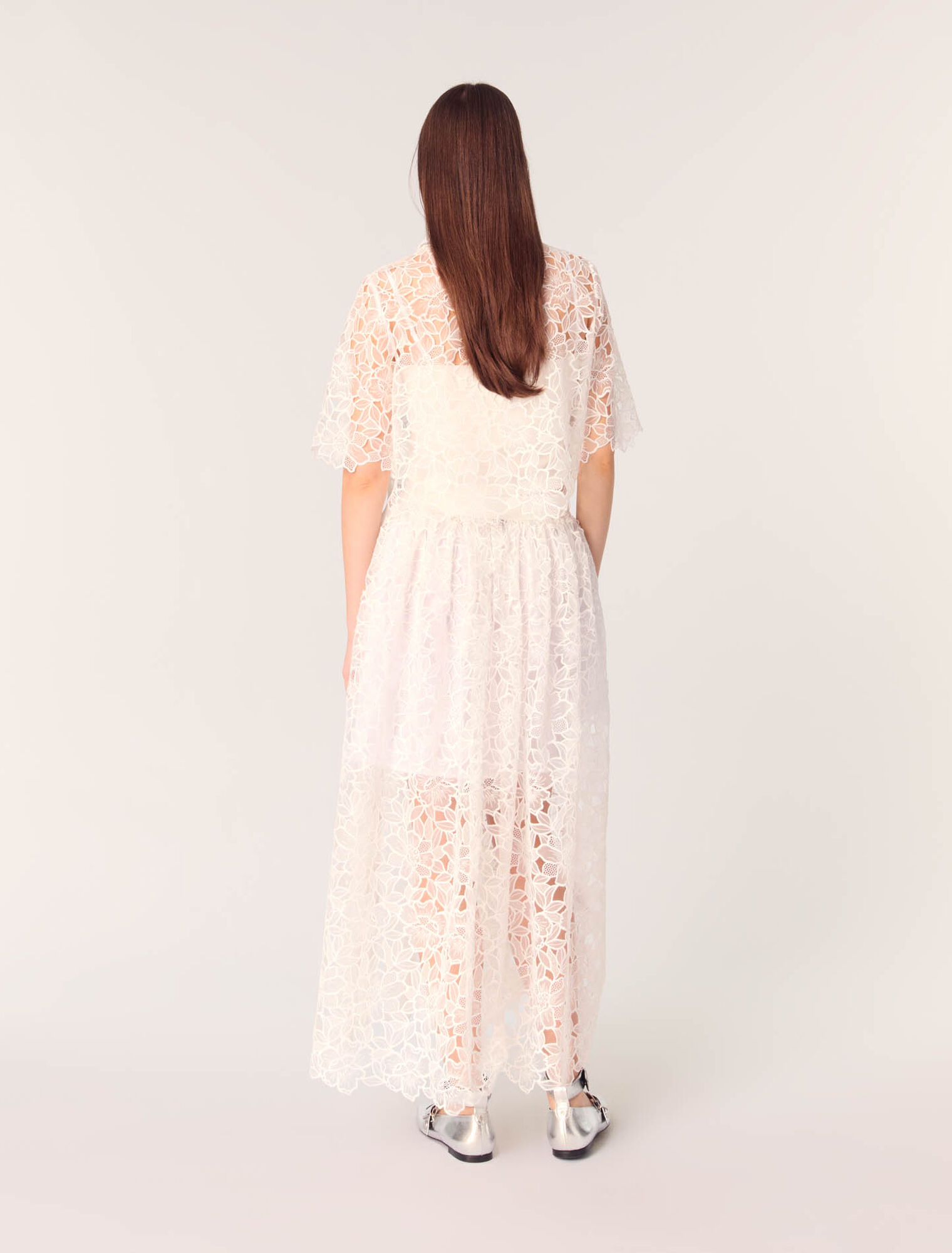 Camisa corta en guipur floral