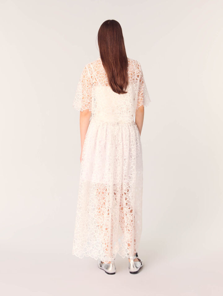 Camisa corta en guipur floral