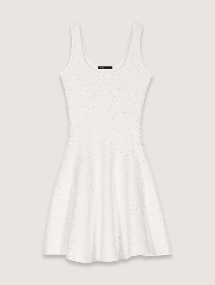 Vestido corto de punto y lentejuelas