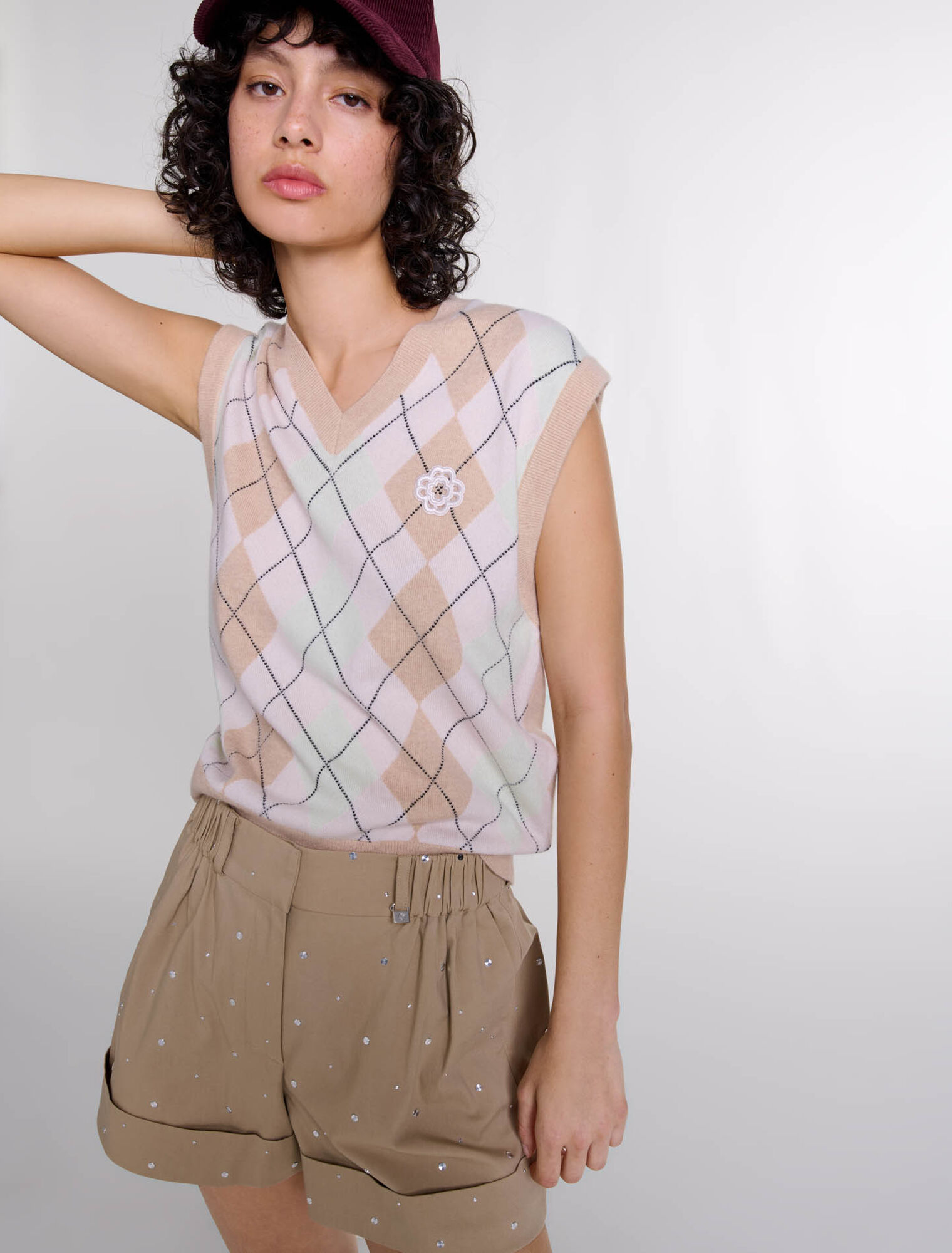 Short de algodón con tachuelas
