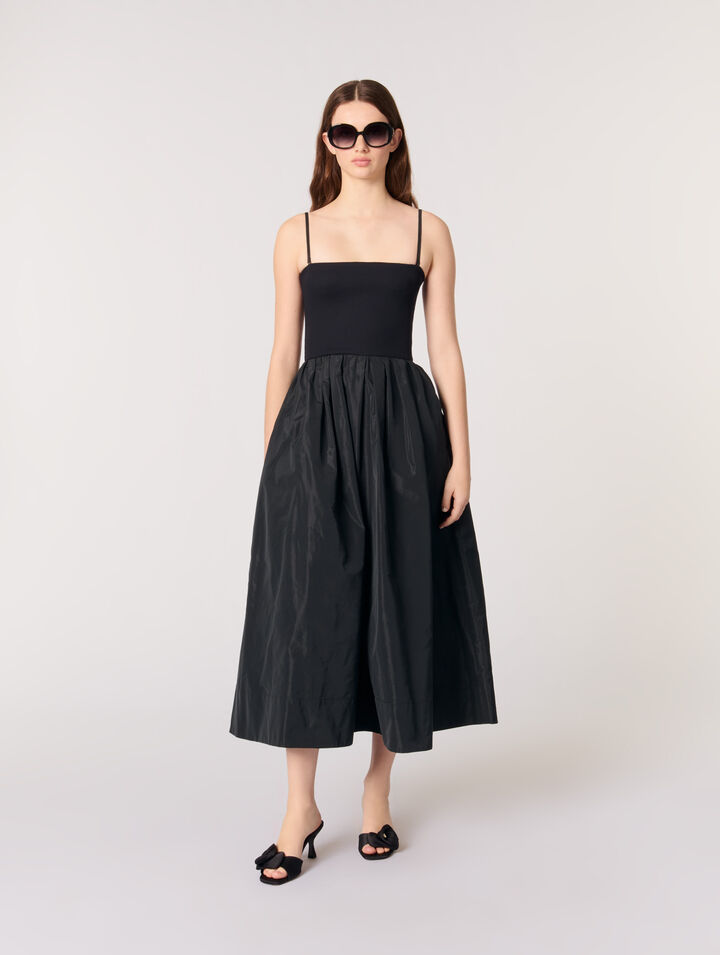 Vestido con corpiño de punto y tafetán