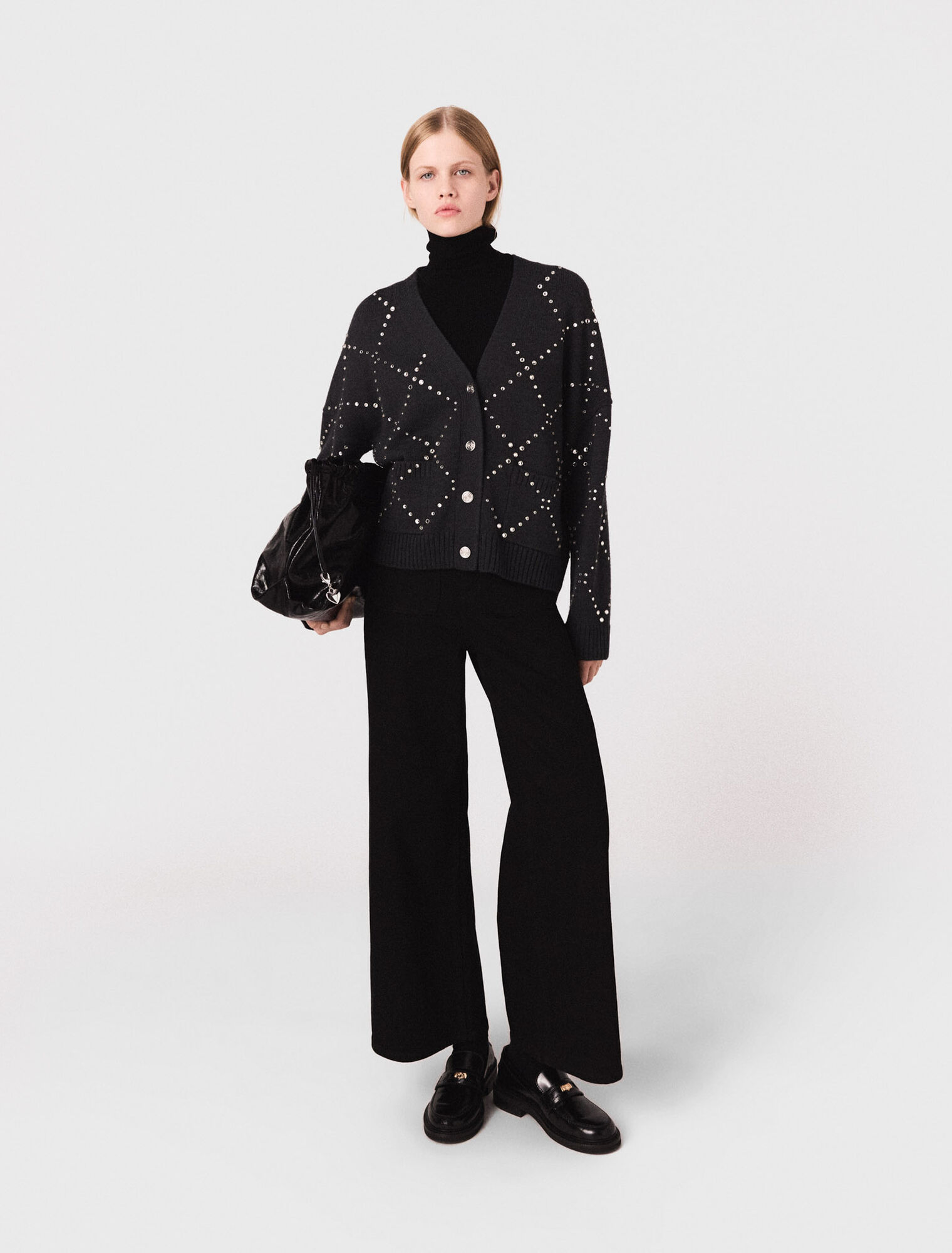 Cárdigan de cuadros con strass