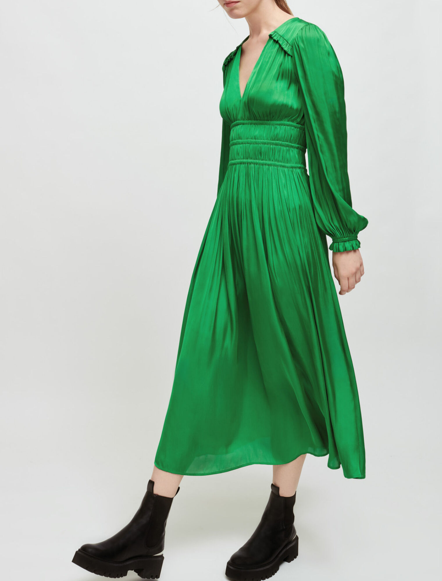 Vestido largo efecto plisado