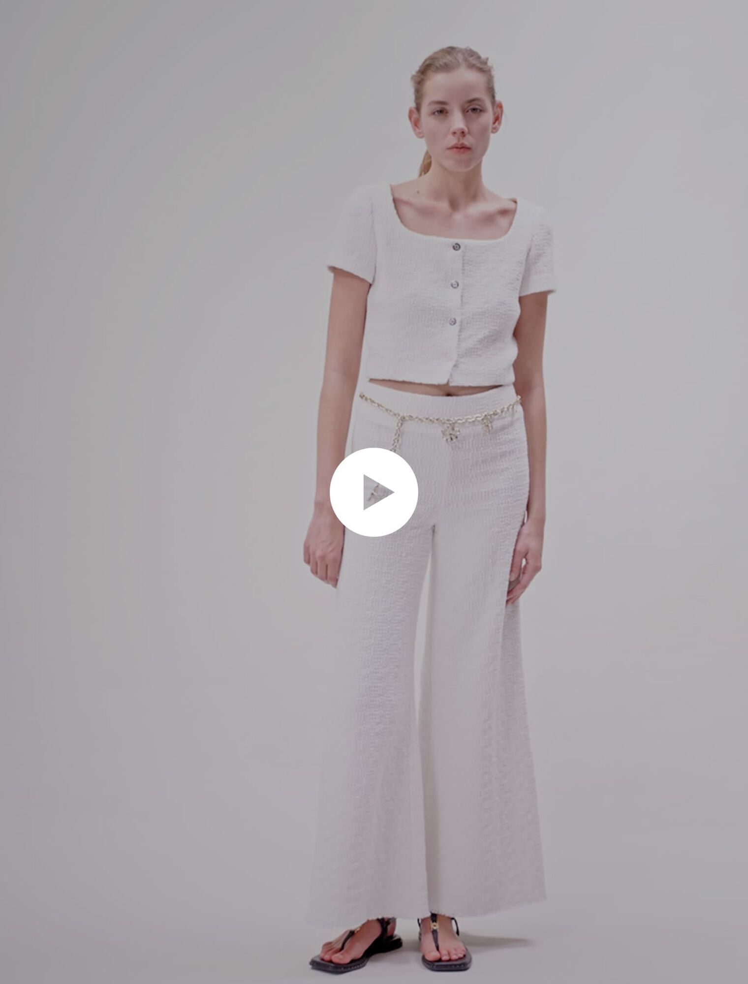 Pantalón ancho de tweed