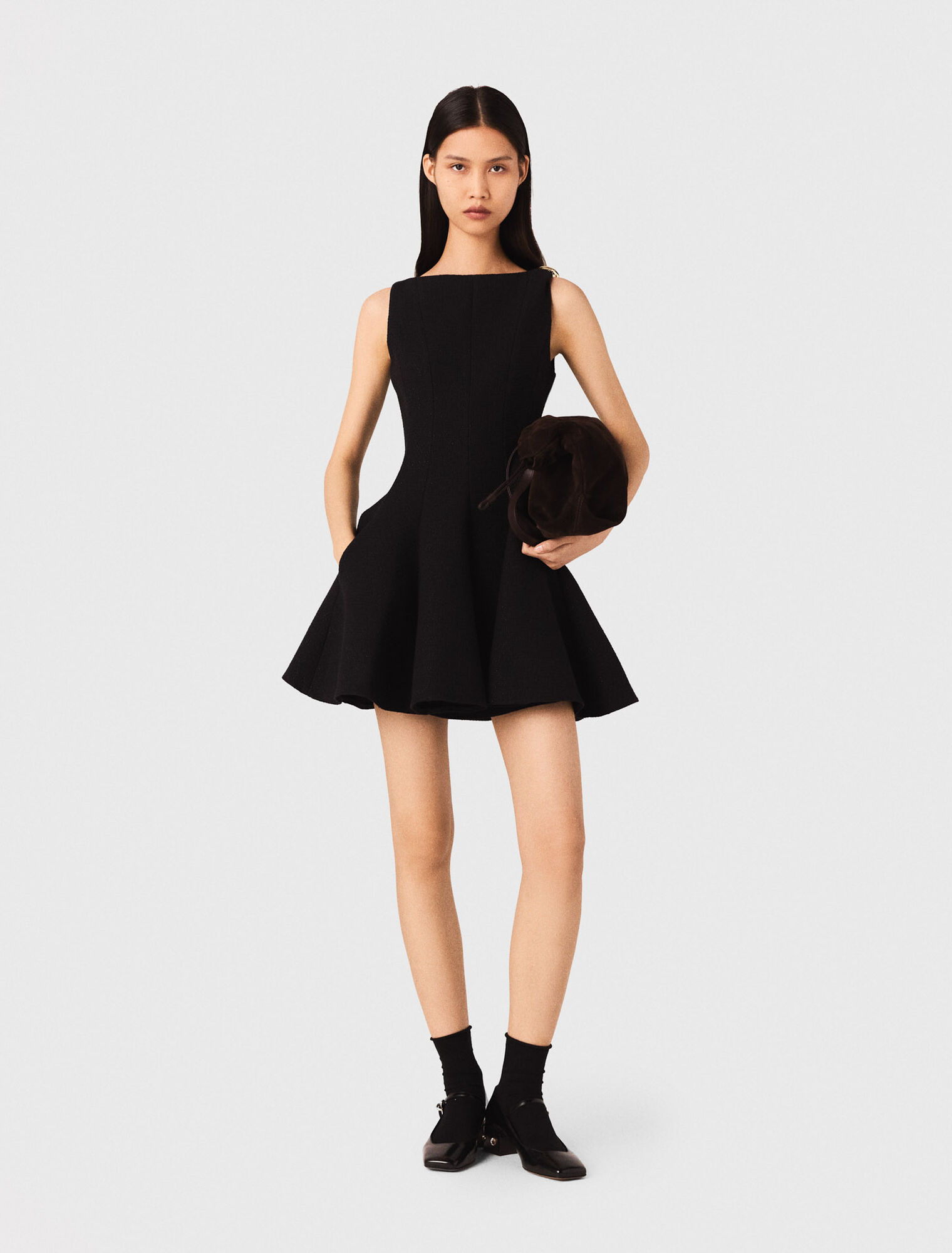 Vestido corto acampanado de tweed