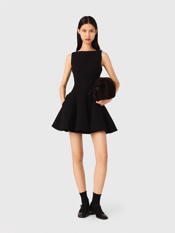 Vestido corto acampanado de tweed