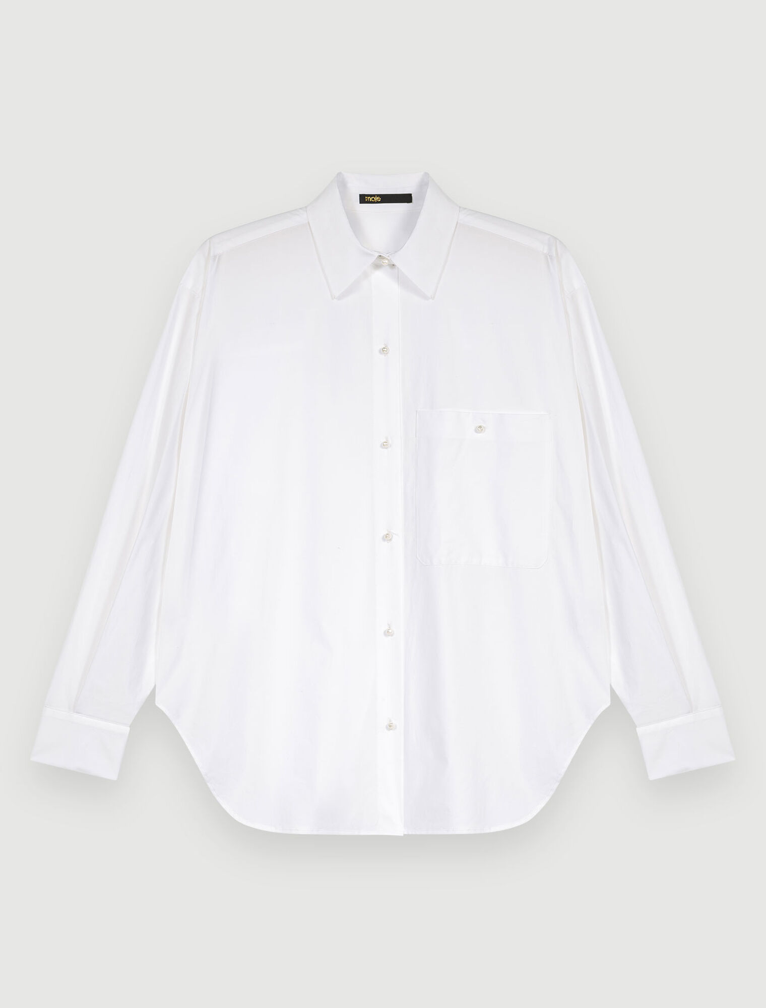 Camisa de popelina de algodón blanca