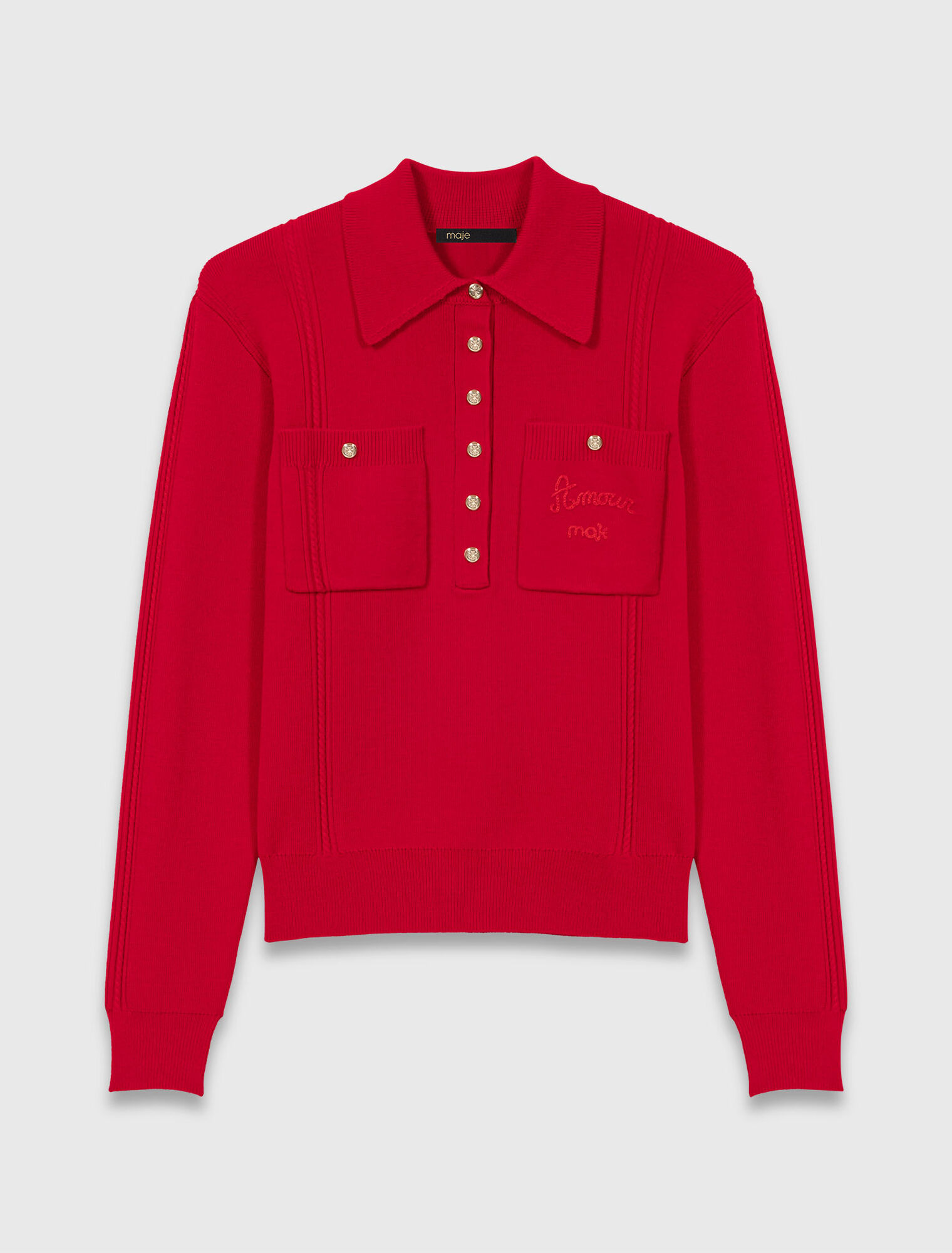 Jersey cuello polo con bordado