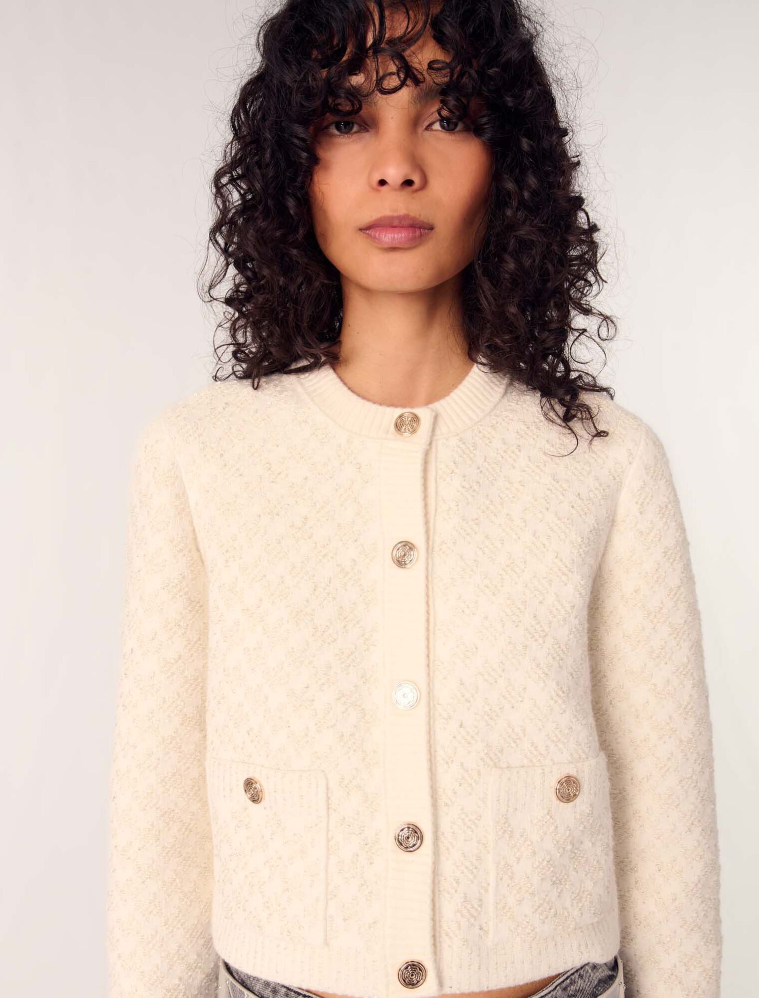Cárdigan corto efecto tweed