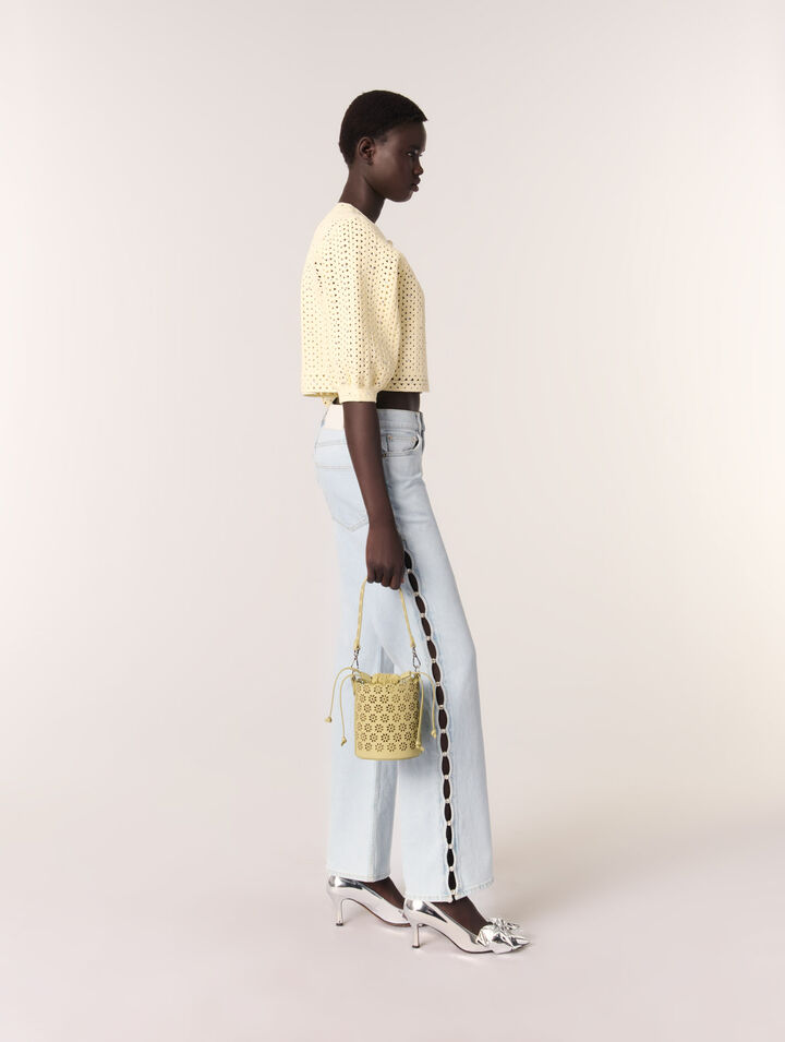 Bolso cubo de piel perforada