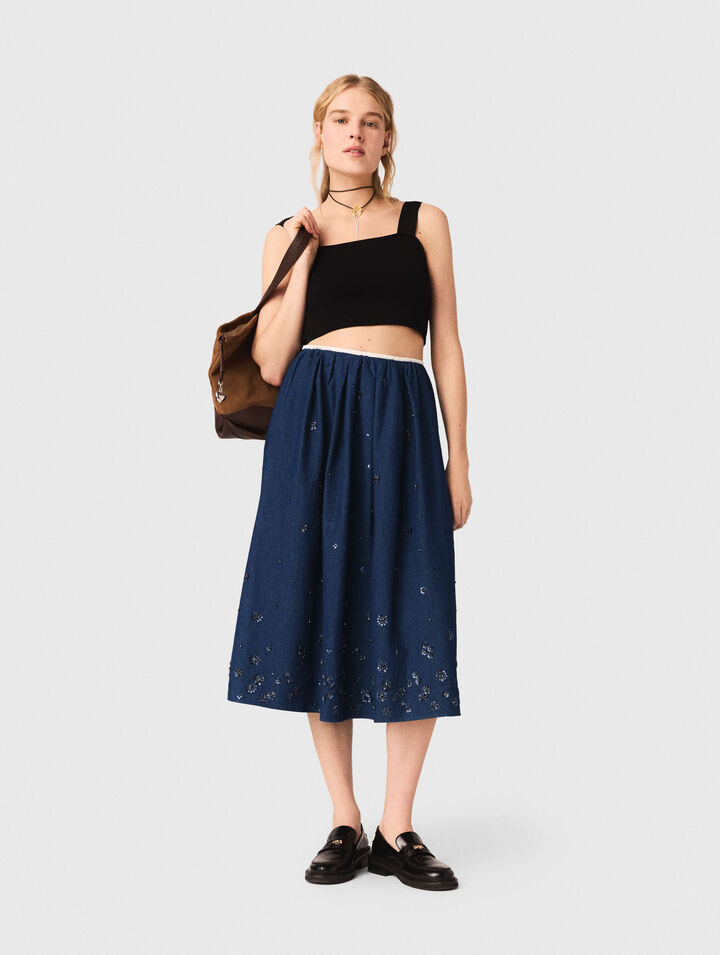 Crop top de punto con tirantes