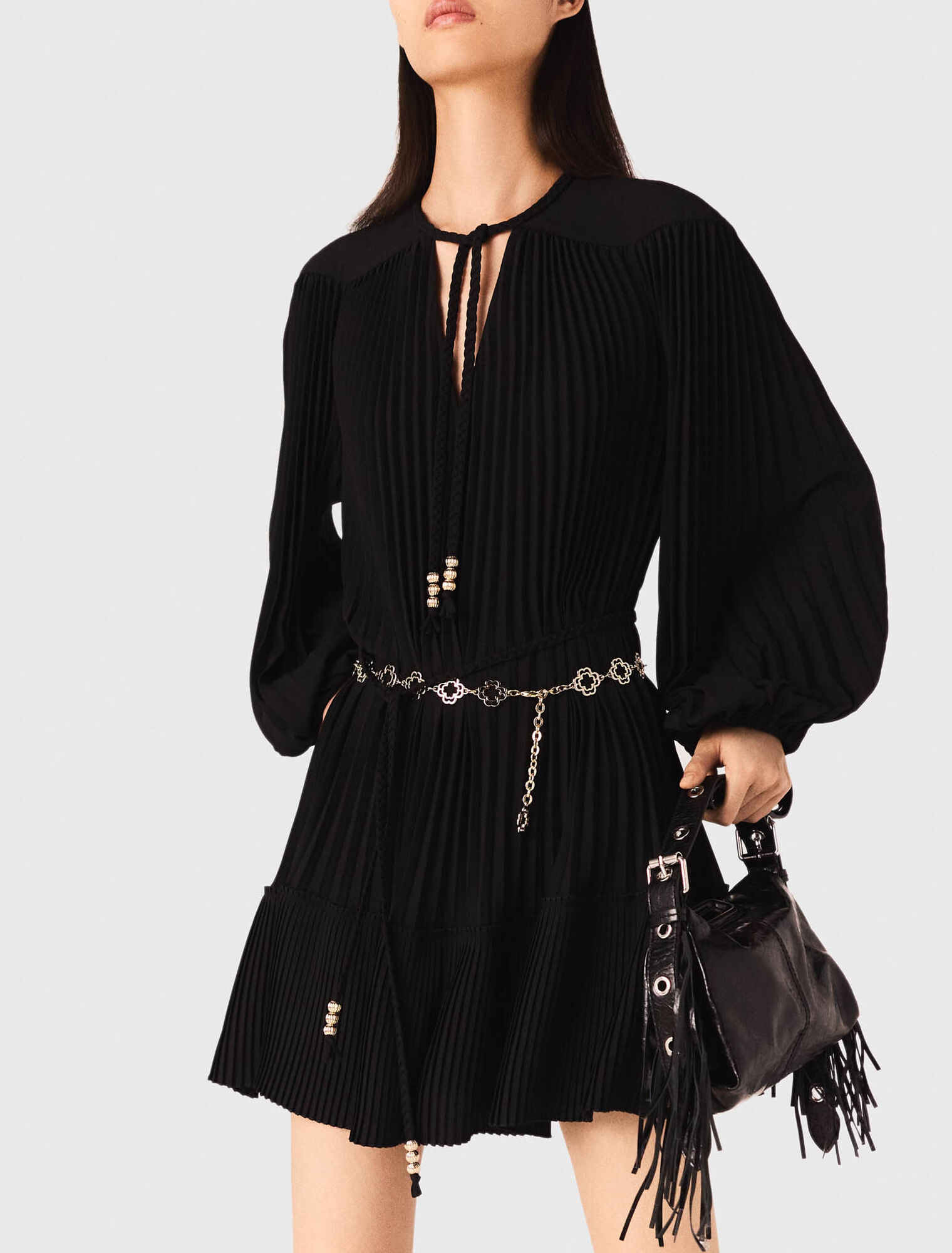 Vestido corto plisado