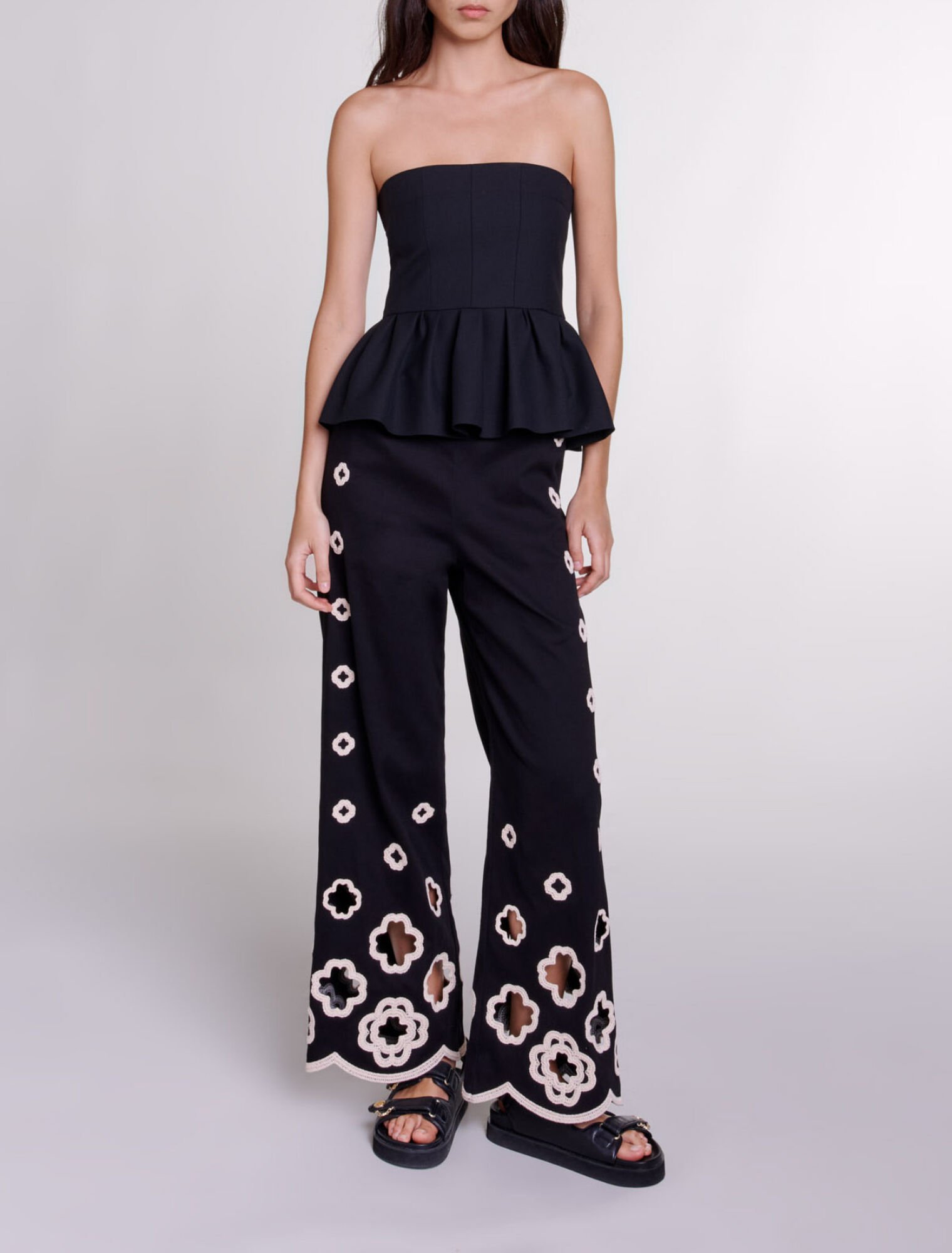 Pantalón ancho de ganchillo