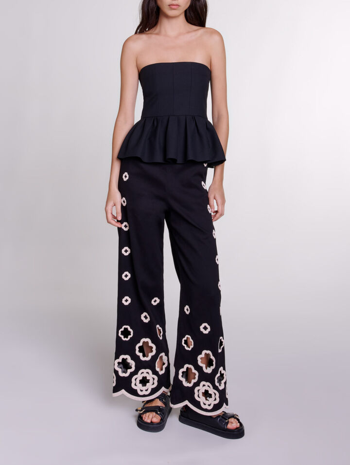 Pantalón ancho de ganchillo