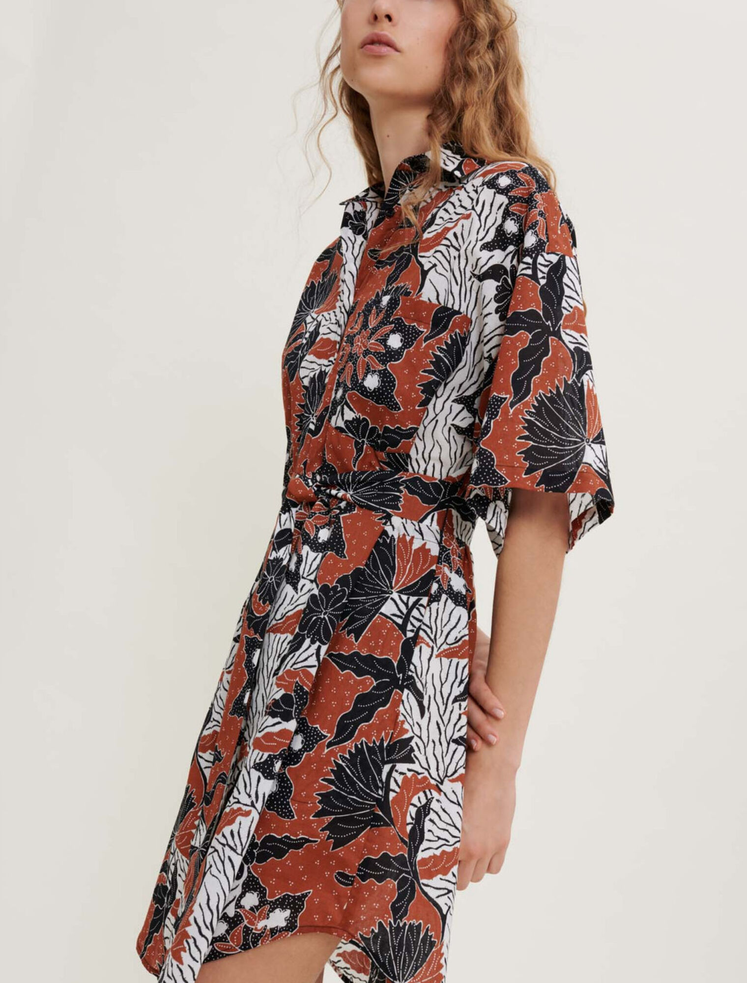 Vestido camisero de voile de algodón