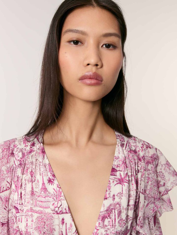 Vestido estampado con volantes