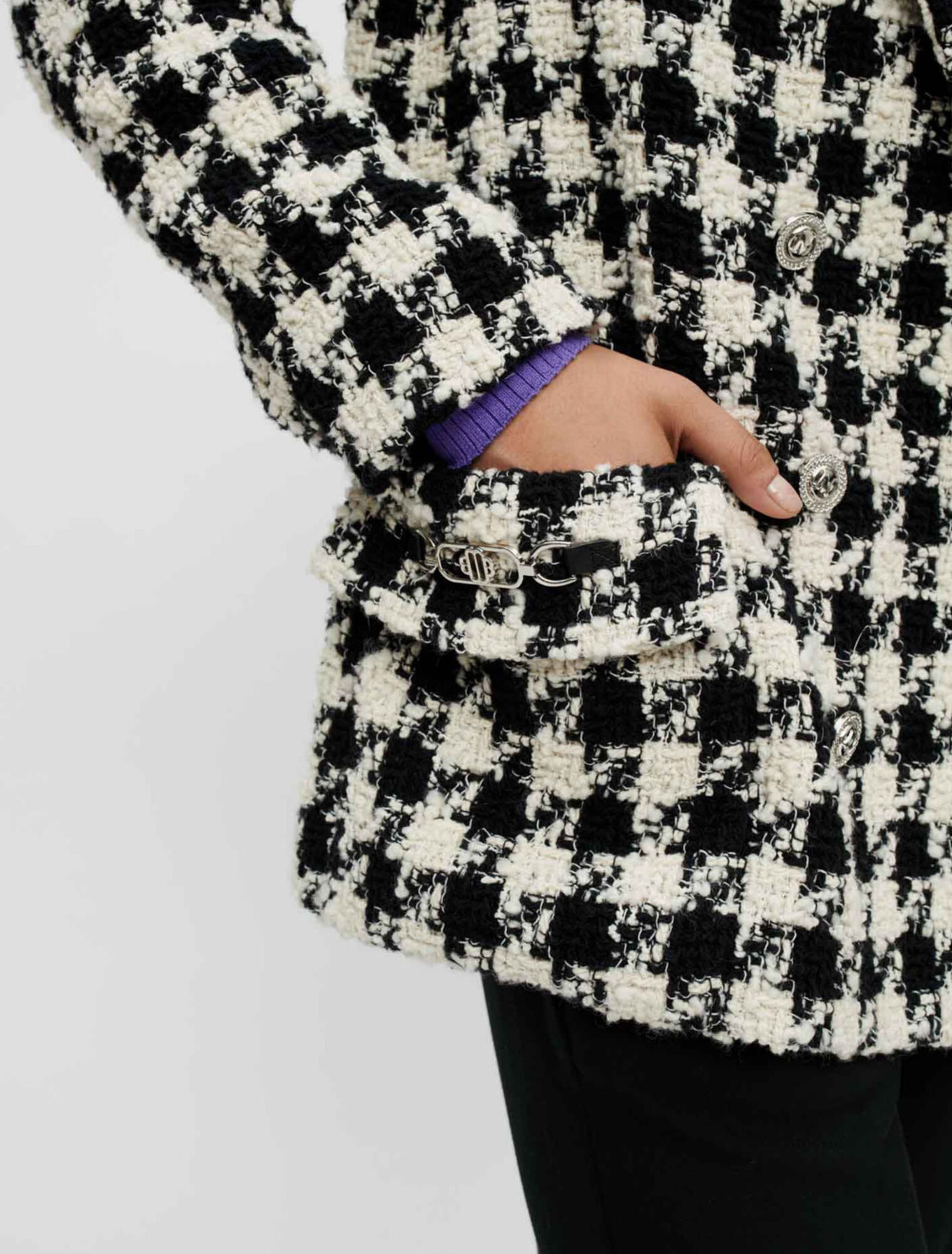 Chaqueta de pata de gallo ancha y gruesa