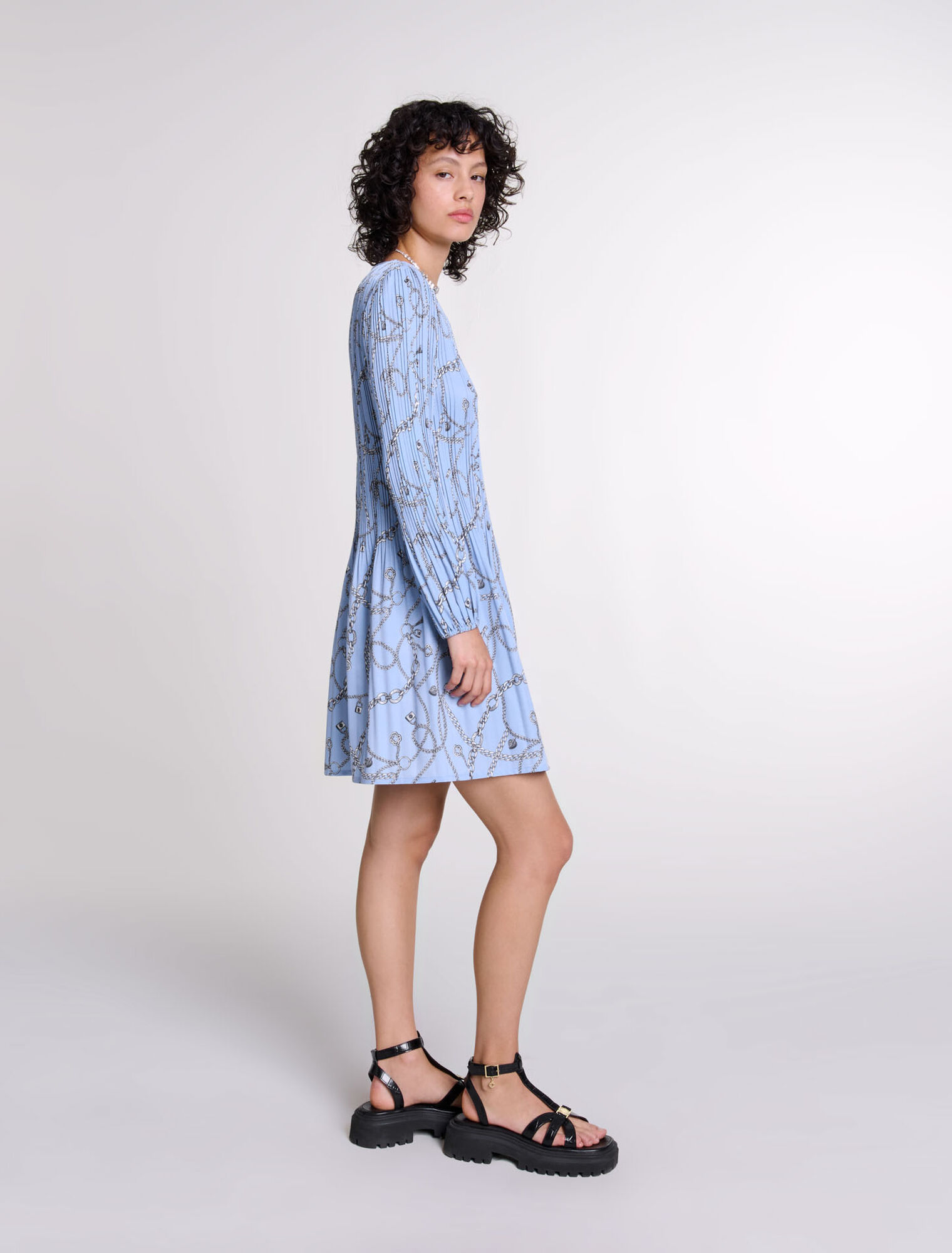 Vestido plisado estampado