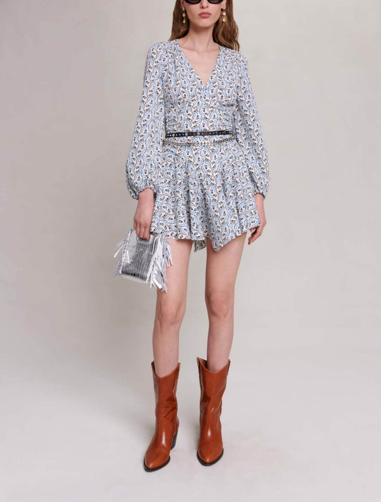 Vestido corto de crepé