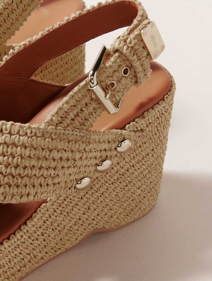 Sandalias de cuña efecto rafia