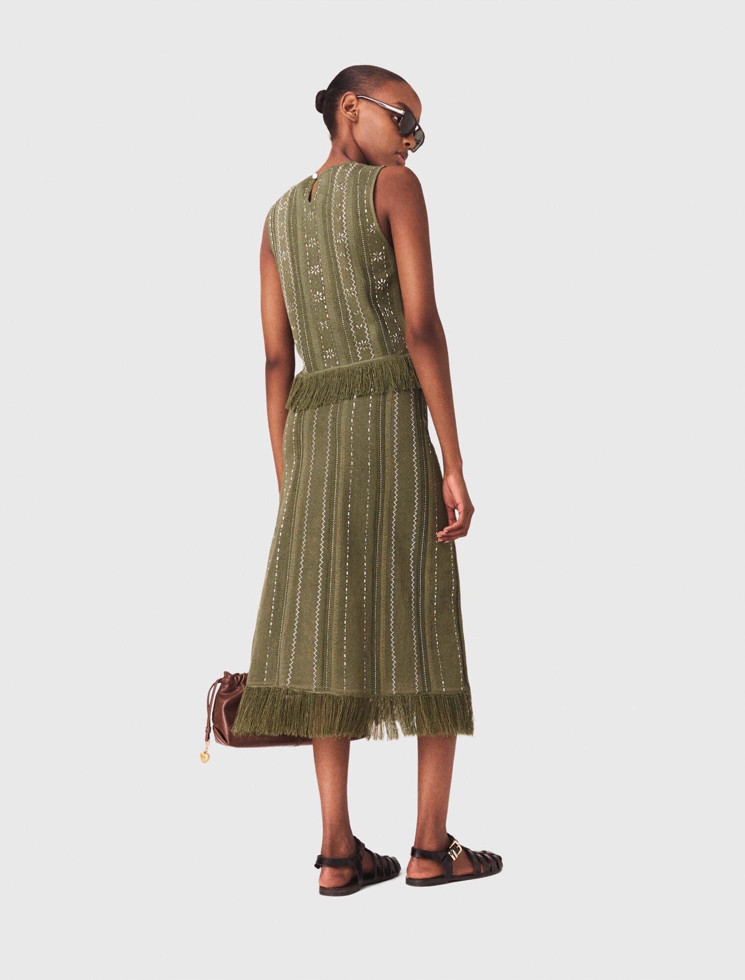 Falda de punto con flores, pedrer&iacute;a