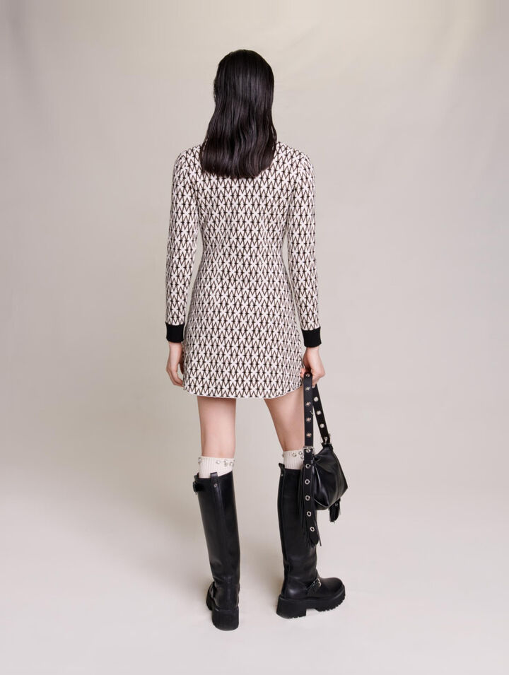 Vestido corto jacquard monograma
