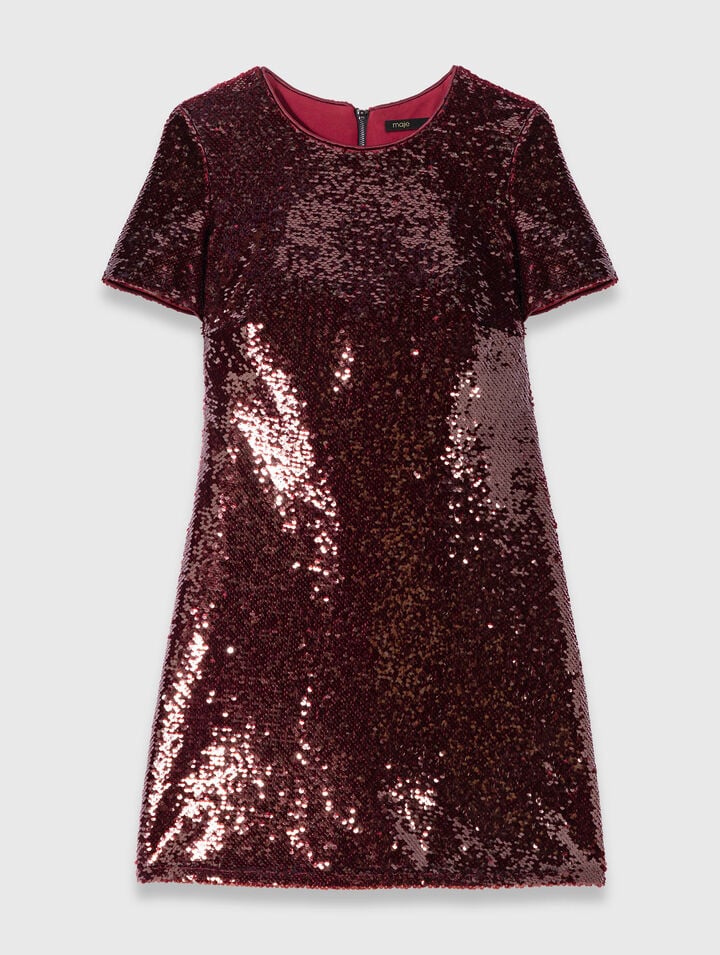 Vestido corto bordado de lentejuelas