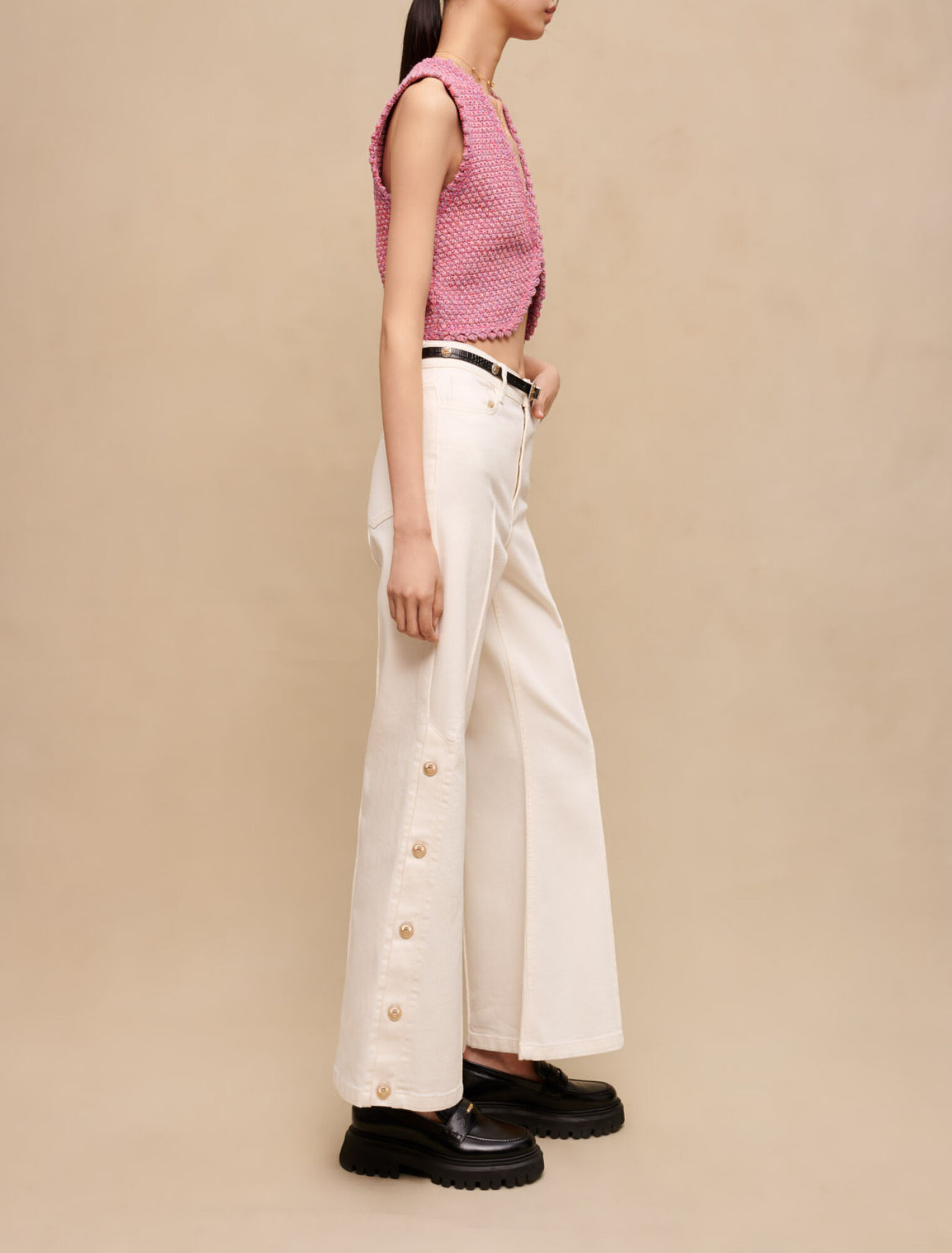 Top corto de tweed