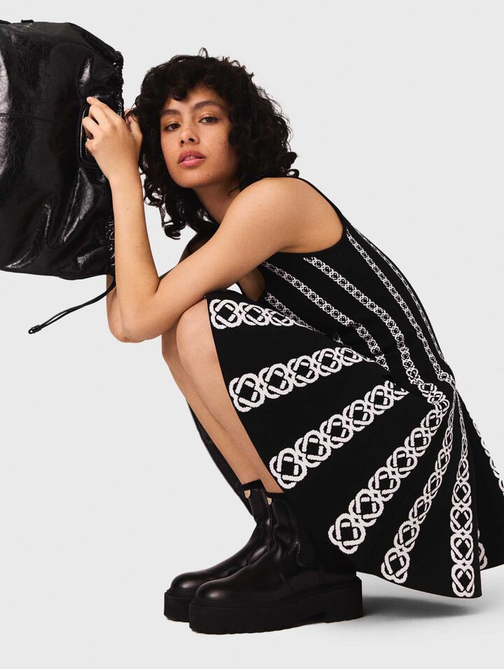 Vestido corto de punto jacquard