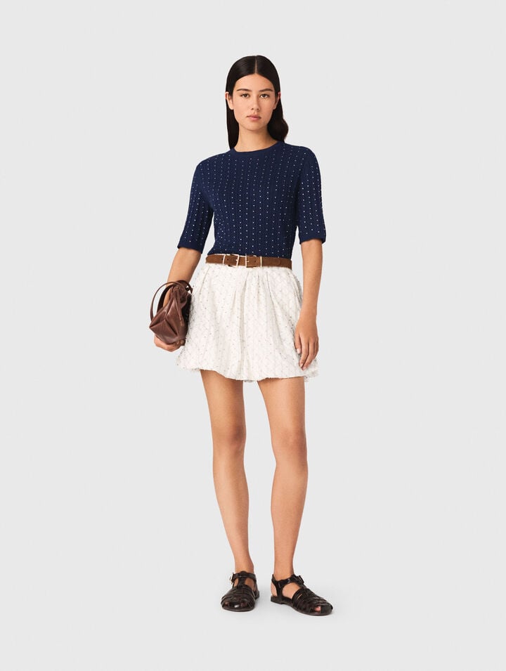 Jersey con strass y cuello redondo