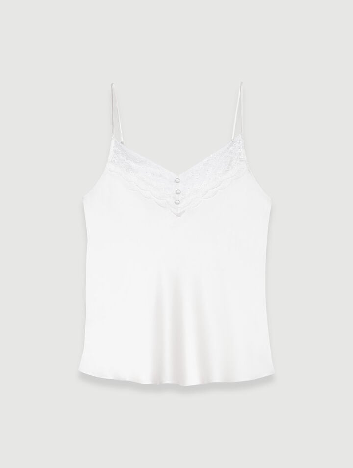 	Blusa de raso de seda y encaje