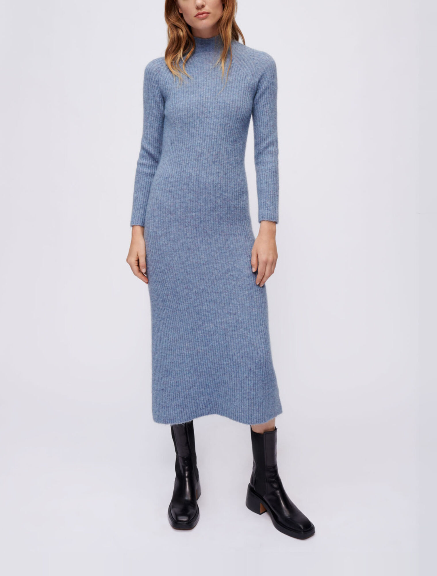 Vestido de cuello alto de mohair