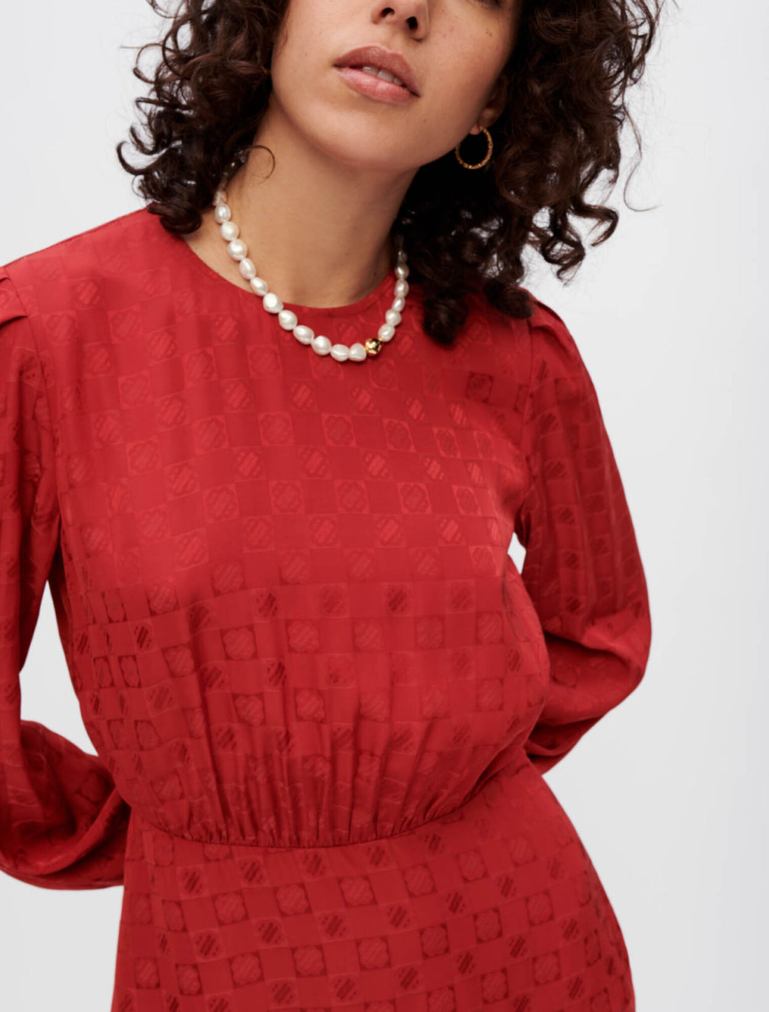 Vestido de jacquard de viscosa Clover