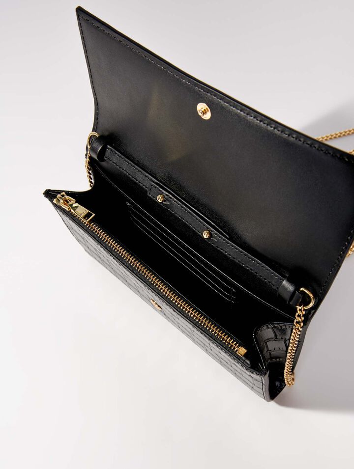 Bolso en cuero repujado de cocodrilo