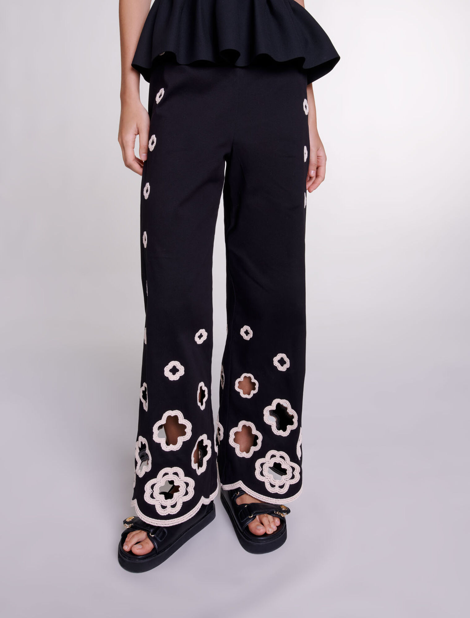 Pantalón ancho de ganchillo