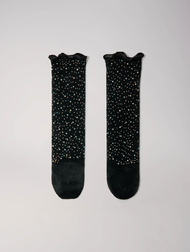Calcetines de rejilla con strass