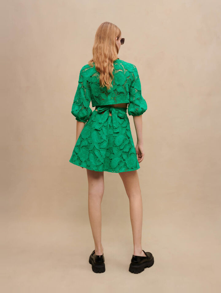 Vestido corto de algodón bordado