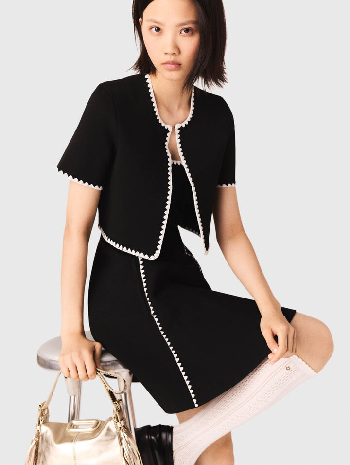 Cárdigan corto con pespuntes