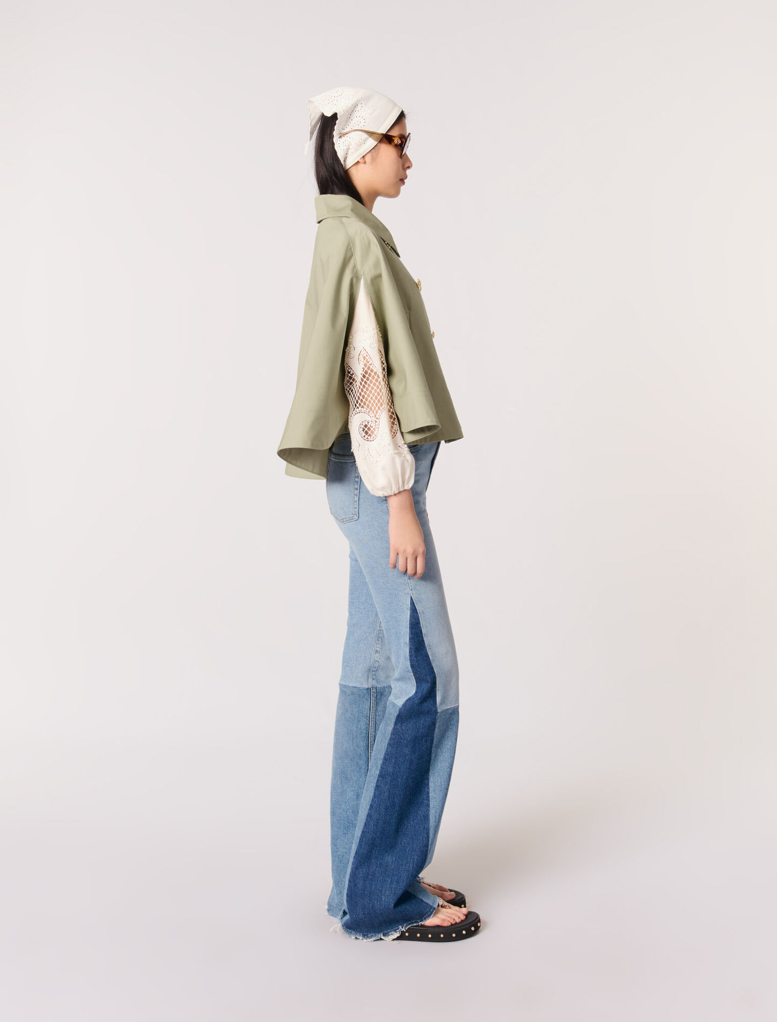 Gabardina corta efecto capa