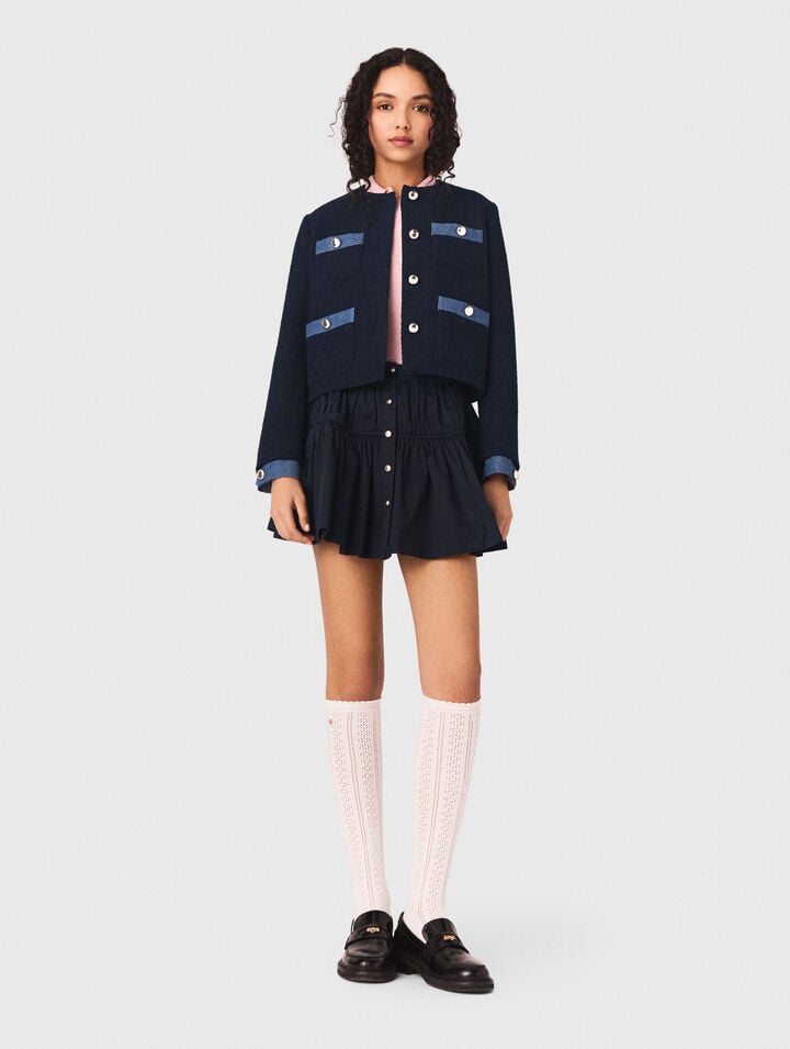 Chaqueta de tweed y galones denim