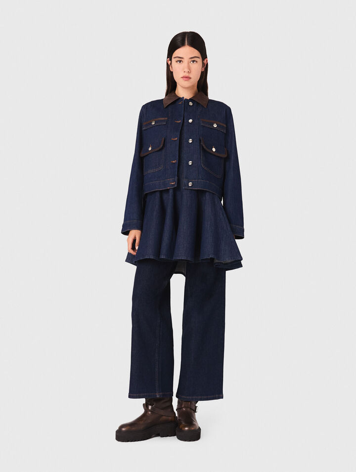 Chaqueta de denim y cuello de piel
