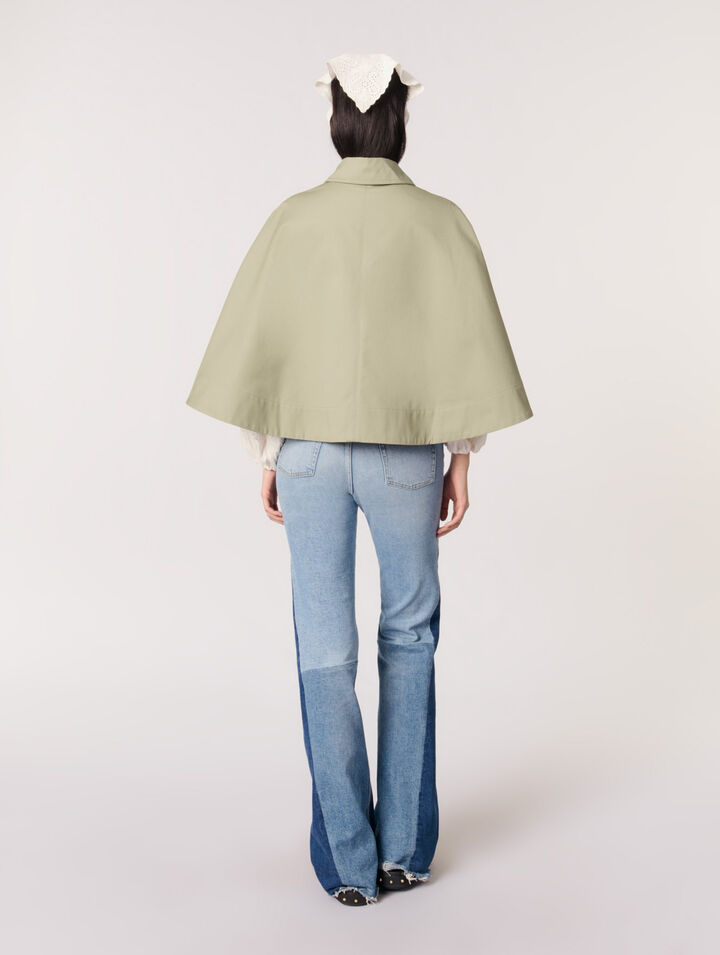 Gabardina corta efecto capa