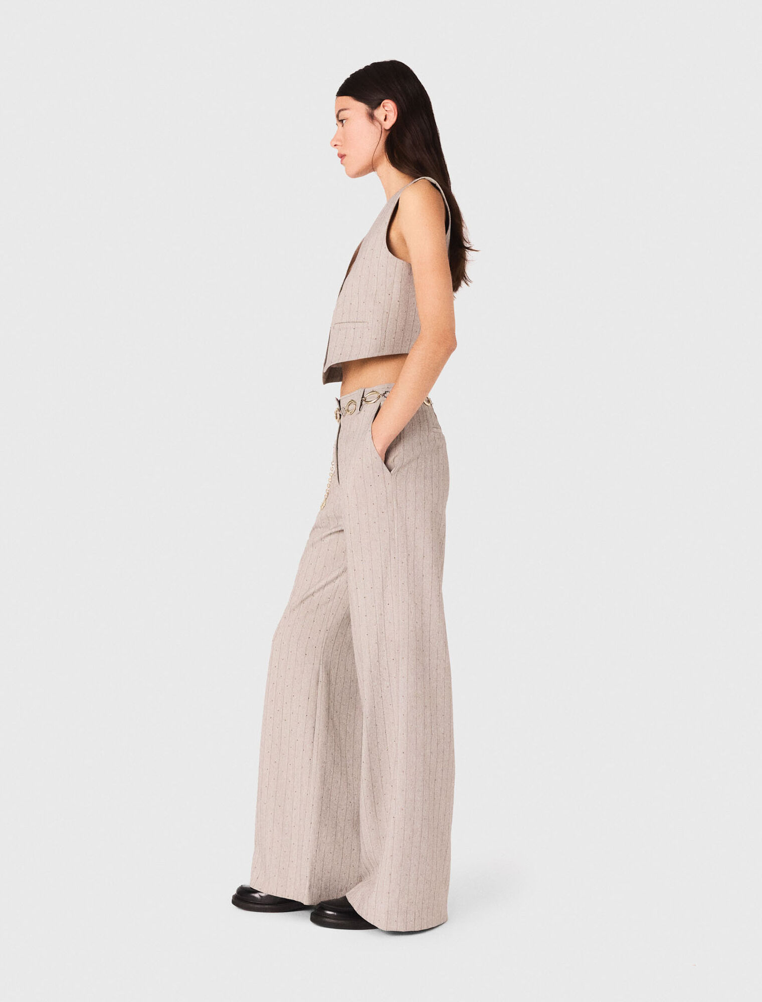 Pantalón de traje con strass
