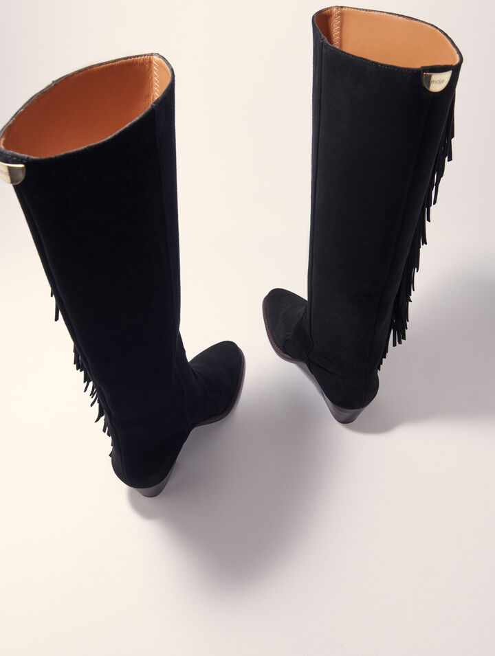 Botas de vaquero de ante con flecos