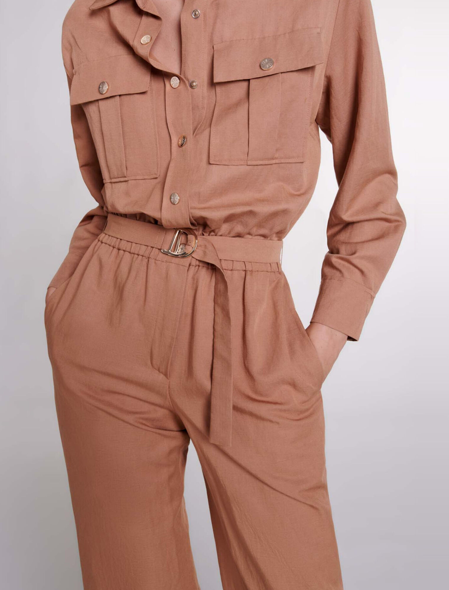 Mono de pantalón de mezcla de lino