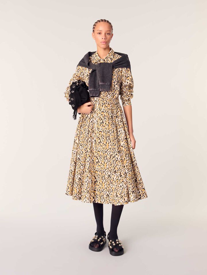Vestido midi estampado de leopardo